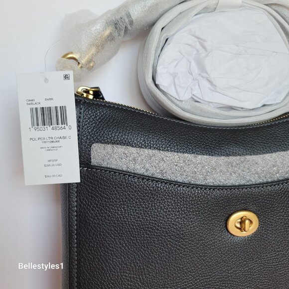 COACH Chaise Pebbled Leather Crossbody Bag- Black color ⭐ - Picture 16 of 16